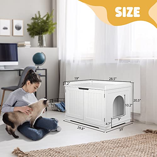 Wooden Cat Litter Cabinet (White)
