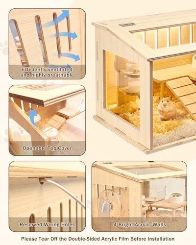 Small Wooden Hamster Cage for Dwarf Hamsters