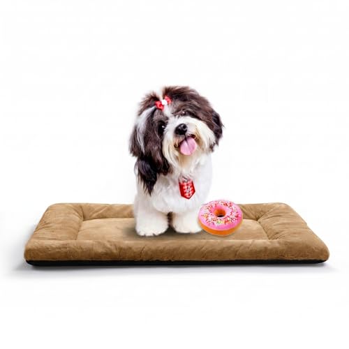 Dog Crate Pad Washable Dog Bed for Crate Small Cozy Mat 24 (24.0"L x 18.0"W x 1.0"Th / Camel)