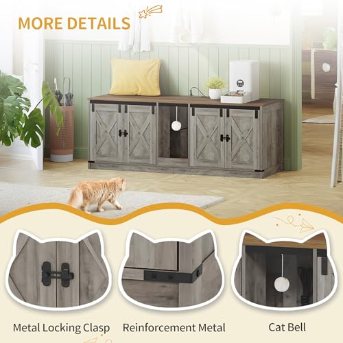 Cat Litter Box Enclosure for 2 Cats (Greige)