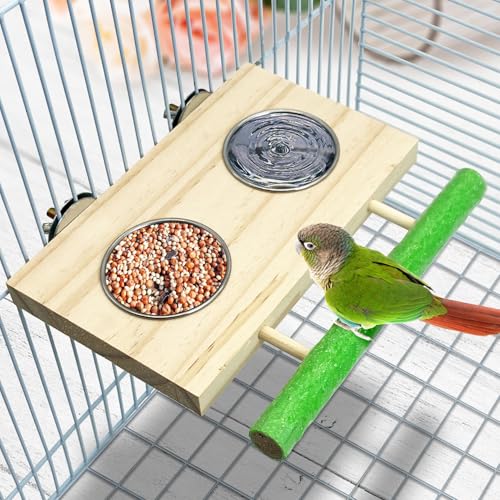 Bird Feeding Dish Cups with Wooden Platform (Medium)