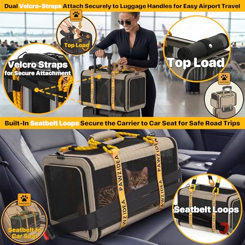 Expandable Pet Carrier for Small Cats & Dogs (18.0"L x 11.0"W x 11.0"H / Khaki Plaid)