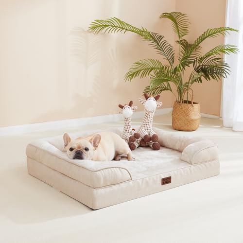 Orthopedic Dog Beds for Large Dogs (Beige / 41.0"l X 27.0"w X 6.5"th)