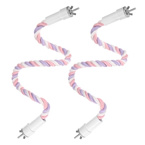 2 Pack Rope Perches for Bird Cages (Pink Purple / 23.6 in)