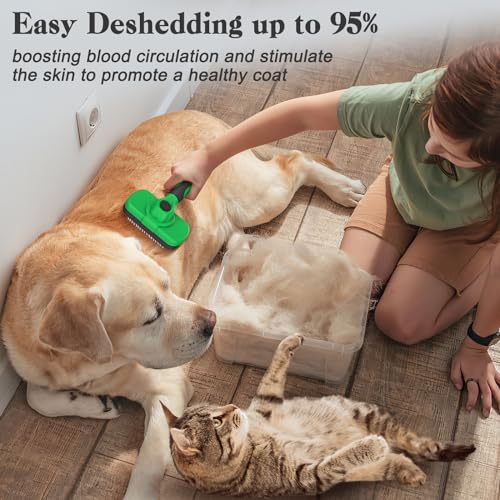 Self Cleaning Slicker Brush for Dogs & Cats (Green)