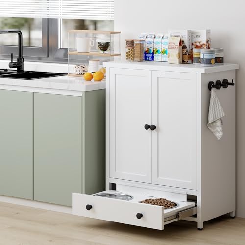 Dog Feeding Station with Storage (White)