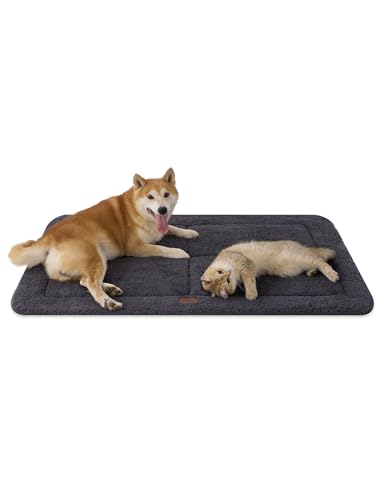Low Profile Dog Crate Mat Reversible Bed Pad (Dark Gray)