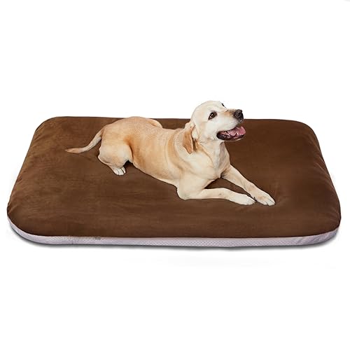 Orthopedic Large Dog Bed 39 Inch (39.0"L x 33.5"W x 4.0"Th / Dark Brown)