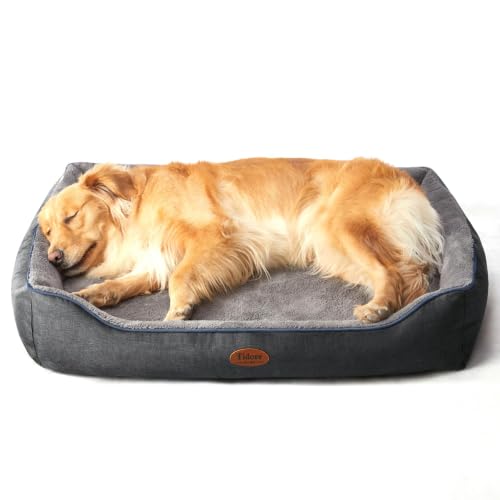 Orthopedic Dog Beds for Medium Dogs (39.4"L x 31.5"W x 7.4"Th / Dark Grey-Velvet)