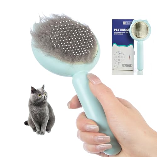 Cat Brush Dog brushes with Release Button for Shedding Grooming (Light Blue)