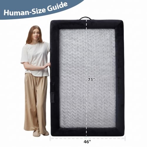 Human Dog Bed Orthopedic for Adult & Dogs Comfy Sleeping (Black / Human (71x46x7.5in))