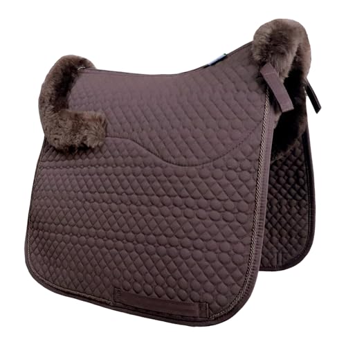 Brown Dressage Saddle Pad Sheepskin Lambskin Wool Fleece Horse Pad (Brown)
