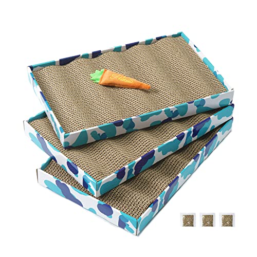 Cat Scratcher Cardboard Reversible Scratching Board Kitty Corrugated Scratching Pad Bed Catnip Included XXL 3PCS (XL-3pcs)