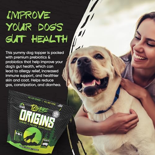 Origins 5-in-1 Dog Supplement - Powdered Food Topper w/Natural Heirloom Pork Protein- Supports Healthy Digestion, Skin, and Coat - Helps Reduce Itching & Joint Inflammation (2 lbs) (2 lb)