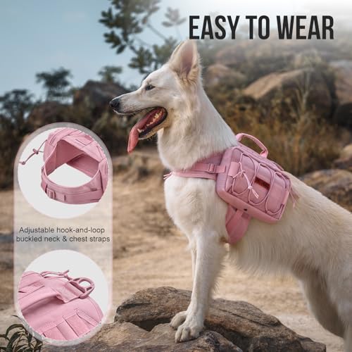 Dog Backpack for Medium & Large Dogs (Pink / Large)