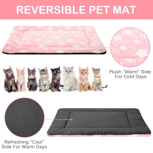 4 Pcs Dog Crate Pads Soft Warm (Rectangular 18 x 14 x 1.6 Inch / Star / Colorful)