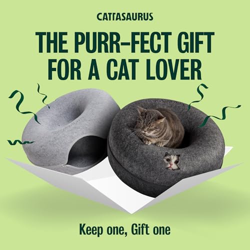 Peekaboo Cat Cave Donut for Multiple & Large Cats up to 30 (Light Gray + Dark Gray / Large)