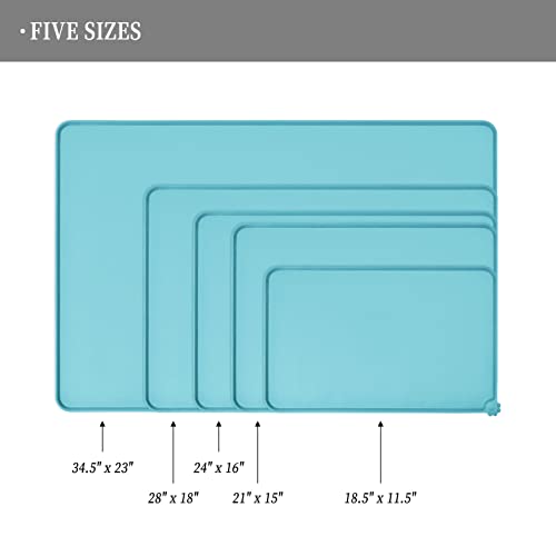 Silicone Pet Feeding Mat (Turquoise / 24" x 16")