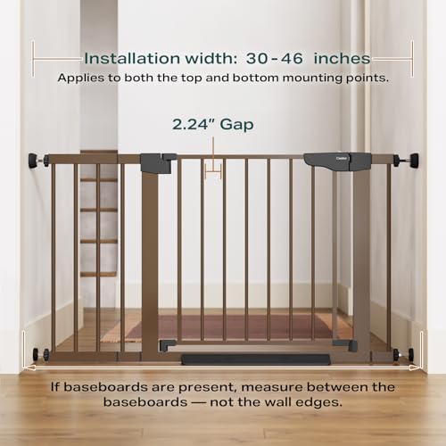 30 46" Baby Gate for Stairs (Brown / 30"-46" W x 30.5" H)