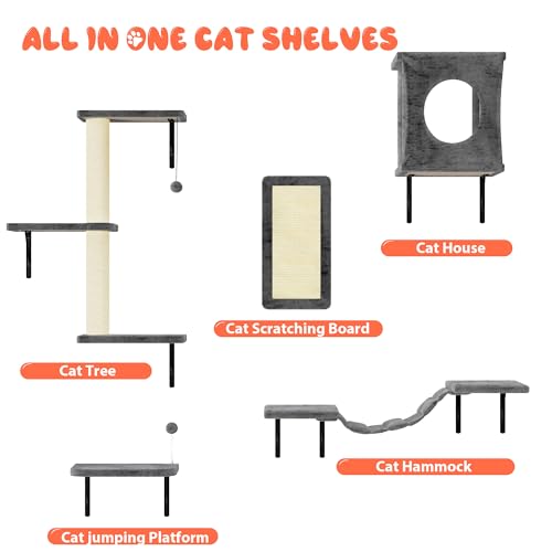 Cat Wall Shelves Set (Dark Grey)