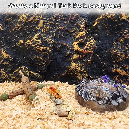 Rock Terrarium Background 3D Reptile Tank Background Board Amphibian Stereo Backdrop Wall Snake Habitat Decor for Lizard Bearded Dragon Gecko Spider Chameleon Turtle Fish (Yellow Stone)