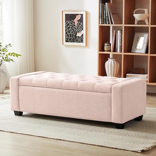 48" Ottoman with Storage (Pink / 19.7"D x 48"W x 16.9"H)