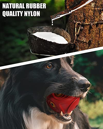 Giggle Ball for Dogs Interactive Dog Toys for Aggressive Chewers Dog Ball Toy for Puppy Medium Large Dogs Natural Rubber Cute Owl Hoot Fun Giggle Sounds When Rolled or Shaken (Red)