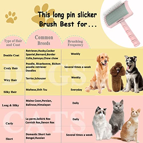 Dog Slicker Brush for Doodles Poodles Fluffy Deshedding Loose Hair (pink)