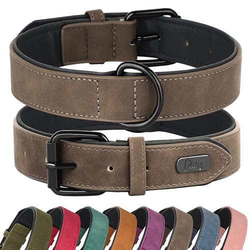 Soft PU Leather Dog Collar (M: Neck 11-15", Width ¾" / Brown)