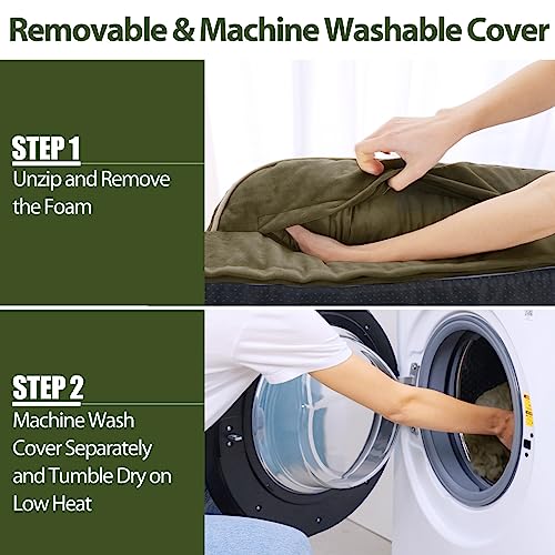 Orthopedic Washable Dog Bed for Large Dogs (Dark Green / 36.0"L x 27.0"W x 7.0"Th)