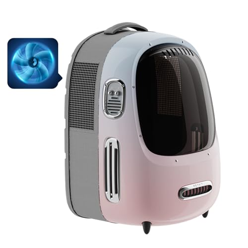 Cat Backpack Carrier for Kitty Small Dog with Inbuilt Fan & Light (Pink)