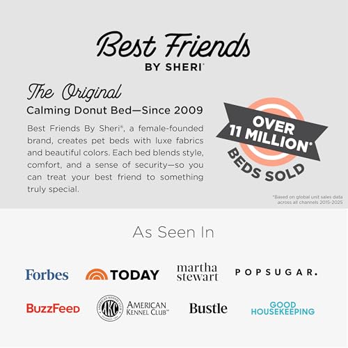 The Original Calming Donut Dog Bed for Large Dogs up to 100 lbs (Dusty Rose Shag / Large)