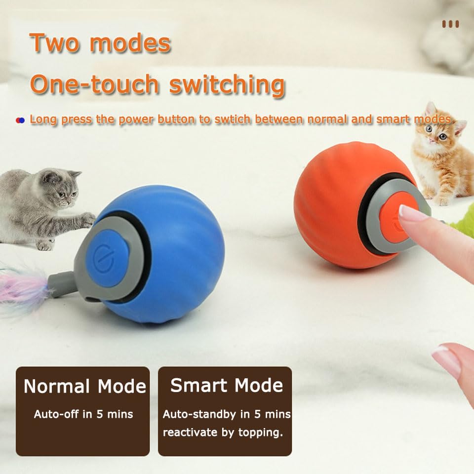 2Packs Speedy 2.0 Tail Cat Toys for Bored Indoor Adult Cats (Orange+Blue)