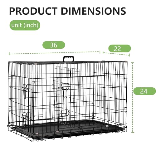 36" Foldable Metal Dog Crate (Dark Black)