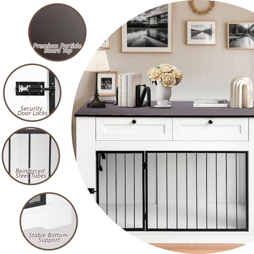 Large Dog Crate Furniture (White / 47.2"L x 23.8"W x 32.7"H)