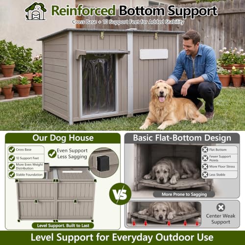 55" Insulated Dog House Outdoor for Large Dogs