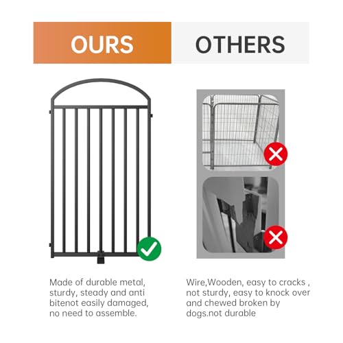 3 Panels Full Matel Freestanding Dog Gates (【3 Panels】72"W*36H" / Black)