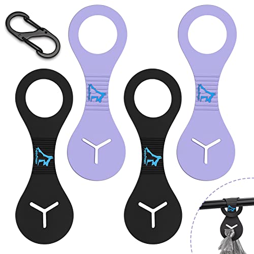 Dog Poop Bag Holder for Leash Waste Bag Carrier Dog Poop Bag Dispenser for Walking Running Bicycle Accessory 4 Pieces (Black + Purple)