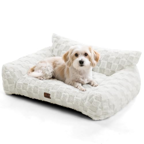 Cat Bed Dog Couch for Puppy and Kitten (White / 32x24x10")