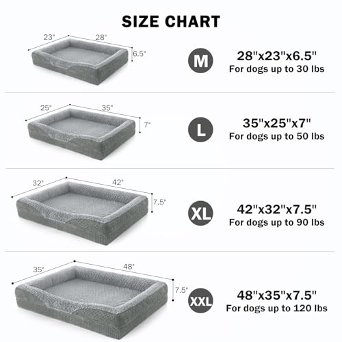 Orthopedic Dog Beds Large Sized (XL (42"x 32"x 7.5") / Light Grey)