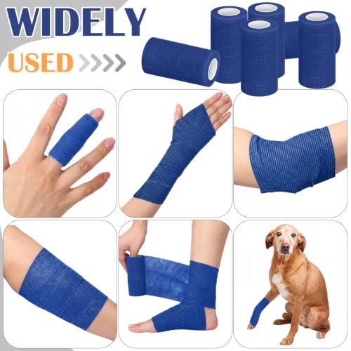 36 Pcs Self Adherent Bandage 4" x 5 Yard Wrap Breathable Cohesive Bandage Elastic Adhesive Tape for Stretch Athletic Sports Wrist Ankle (Navy Blue / 4" X 5 Yard)