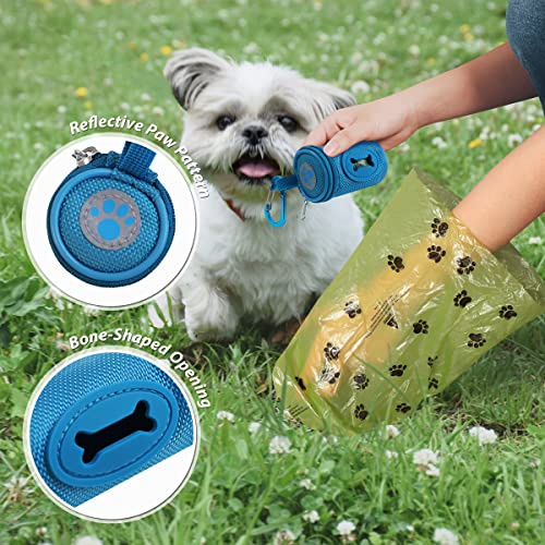 Dog Poop Bag Holder for Leash with Carabiner Clip Soft Fabric (Sky Blue)