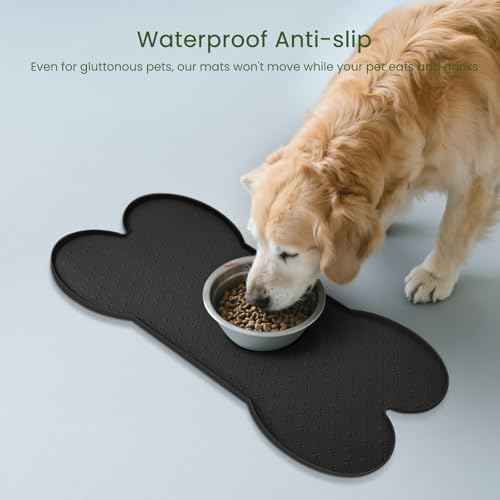 Dog Food Mat Anti (19.4" x 9.8" / Black)