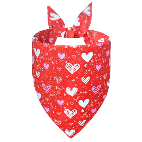 Valentine’s Day Dog Bandana for Small to Medium Dogs (Valentine’s Day - Black & Red / Small)