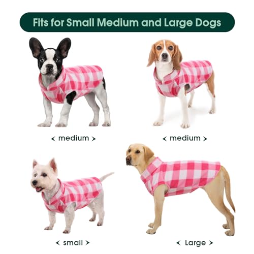 Dog Fleece Vest (Pink Plaid / Large (Chest Girth: 20.9'' ))