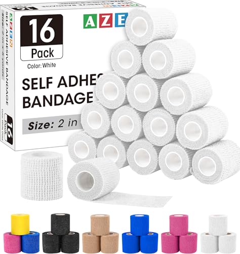 16 Pack Self Adhesive Bandage Wrap Pink (White / 2IN - 16Pack)