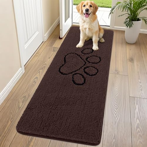 Dog Door Mat for Muddy Paws (70"X24" / Brown and Black)
