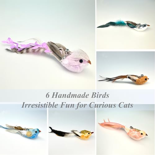 12PCS Interactive Cat Feather Wand Toy Set
