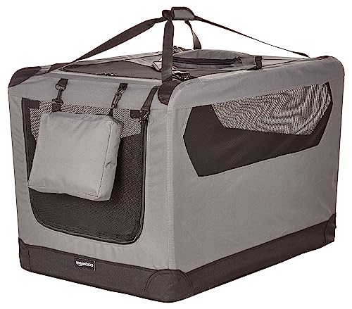 Portable Folding Soft Pet Dog Crate Carrier Kennel for Large Dogs (GREY / 36.0"L x 23.4"W x 24.0"H)