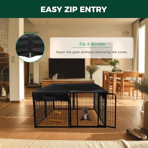 Homeplus Indoor Dog Playpen with Mesh Top Cover (Black / 24"H)